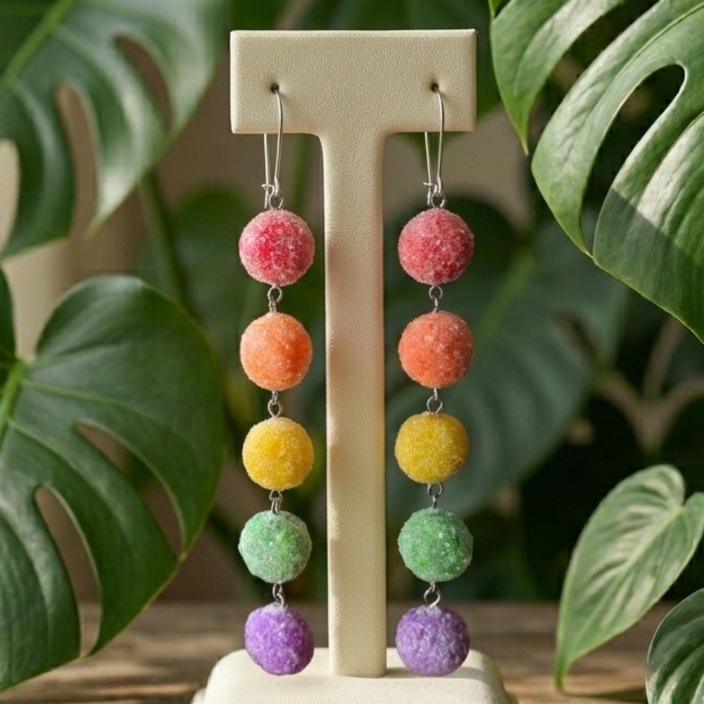 NWT Sour Candy Dangle Earrings - Rainbow - Handmade
